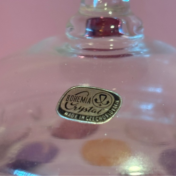 Mid Century Nemo Borske Sklo Czech * Optical Dot Glass Ball Vase Bohemia Crystal - Picture 6 of 11